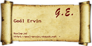 Geél Ervin névjegykártya